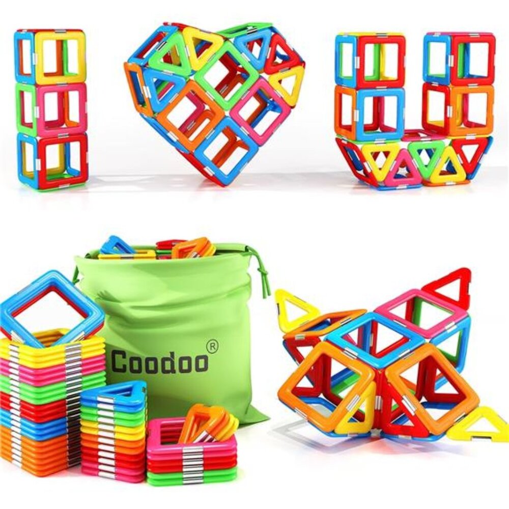 Coodoo Upgraded Magnetic Blocks Tough Tiles STEM Toys for 3+ Year Old Boys and